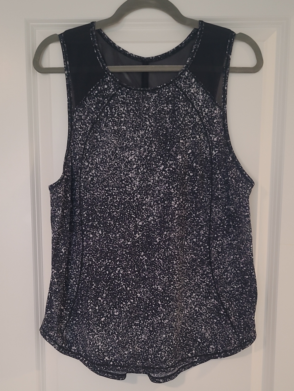 lululemon athletica Black and White Speckled Mesh-Trim Tank